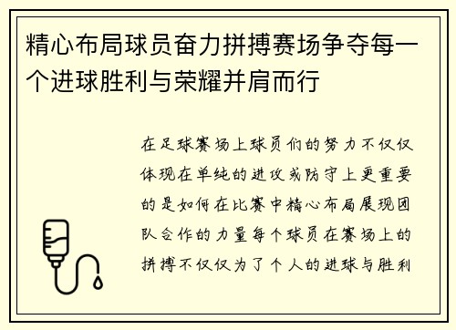 精心布局球员奋力拼搏赛场争夺每一个进球胜利与荣耀并肩而行
